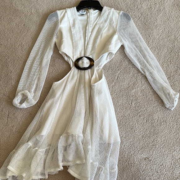 BEBE RING DETAIL SIDE CUTOUT FLARE DRESS - Picture 4 of 4